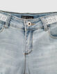 Mädchen-Jeansshorts mit Spitze, Bio, in Bleach Blue -3
