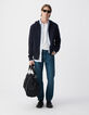 Cardigan marine reliefé à capuche Homme-1