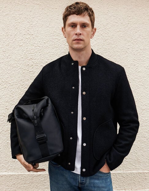 Sac week-end noir nylon effet gomme Homme - IKKS