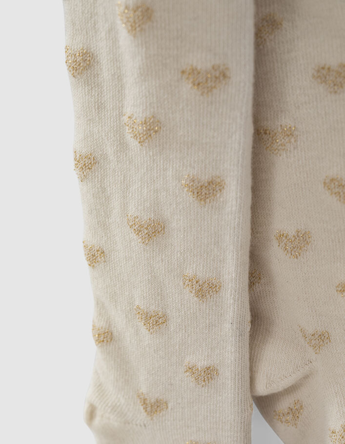 Baby girls’ navy/white with gold hearts tights - IKKS