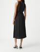 Robe longue noire effet froiss&eacute; avec dentelle Femme-2