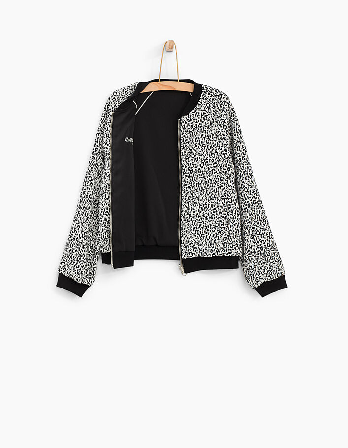 Girls’ black/leopard reversible bomber jacket - IKKS