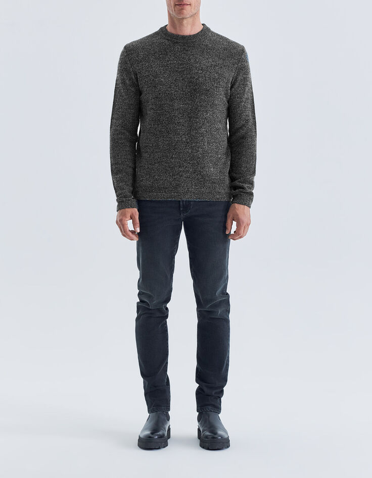 Jersey negro punto moulin&eacute; cuello redondo hombre-5