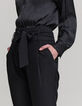 Schwarze Damenchiffonhose mit hohem Bund-4
