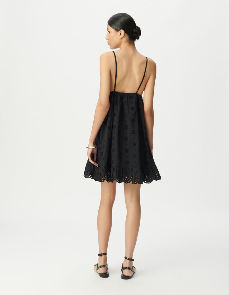 Women's black embroidery anglaise strapless dress-3 Women's black embroidery anglaise strapless dress-3