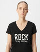 Schwarzes T-Shirt aus Bio-Baumwolle mit Pailletten-Botschaft f&uuml;r Damen-5