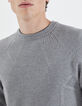 Pull gris chiné tricot 3D Homme-4
