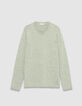 Pull col rond vert tricot fin moulin&eacute; Homme-6