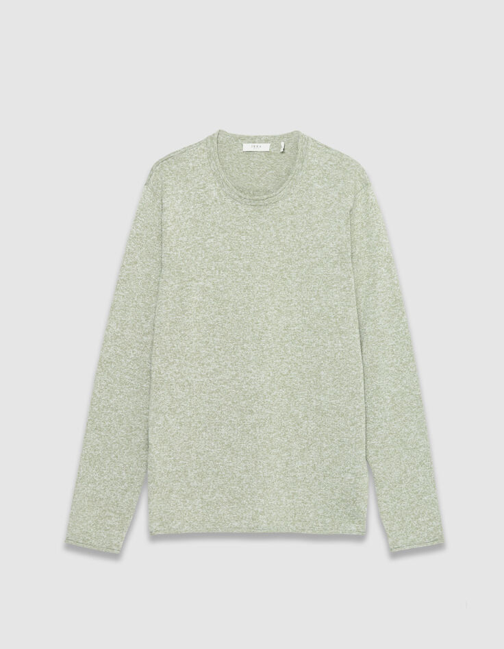 Pull col rond vert tricot fin moulin&eacute; Homme-6