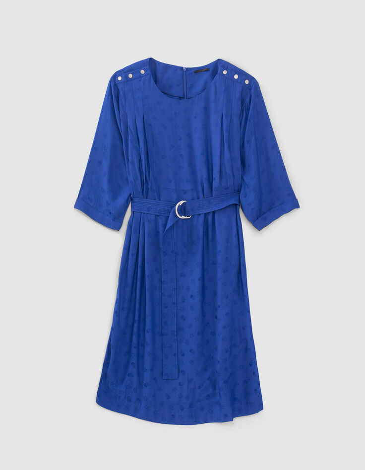 Women’s blue skull motif jacquard dress-6