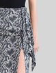 Jupe blanc cassé satinée imprimé python graphique Femme-4