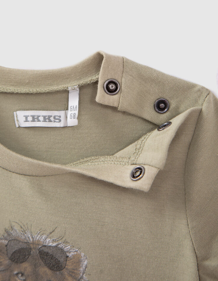 Baby boys’ khaki lion image T-shirt-5