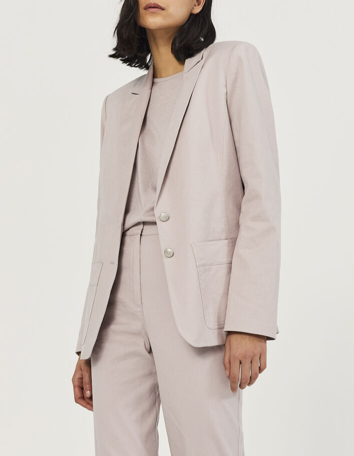Women’s lilac linen cotton blend suit jacket-2