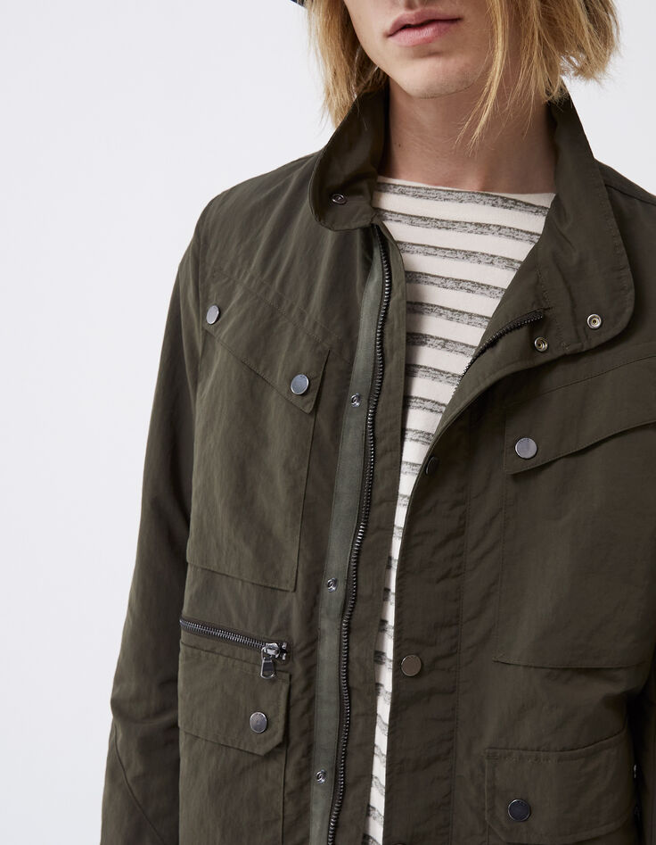 Veste saharienne kaki en nylon Homme-4