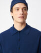 Pull tunisien manches longues marine tricot Homme-4
