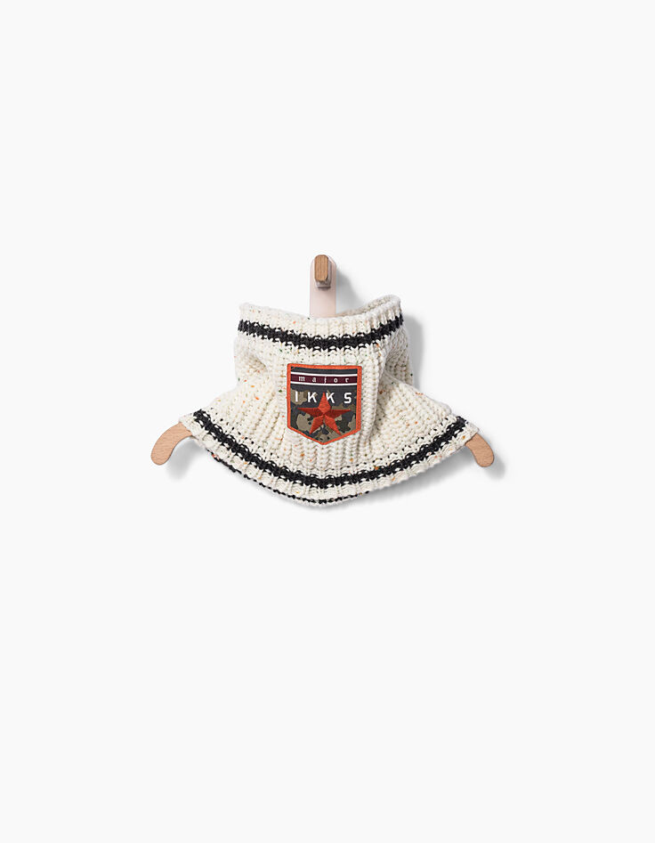 Snood blanc cassé fourré doupionné à patch garçon-1