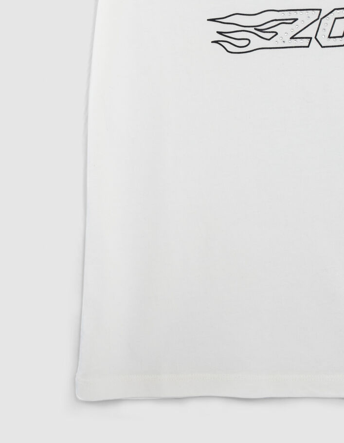 Cremeweißes Damen-T-Shirt mit Schriftzug und Strass - IKKS