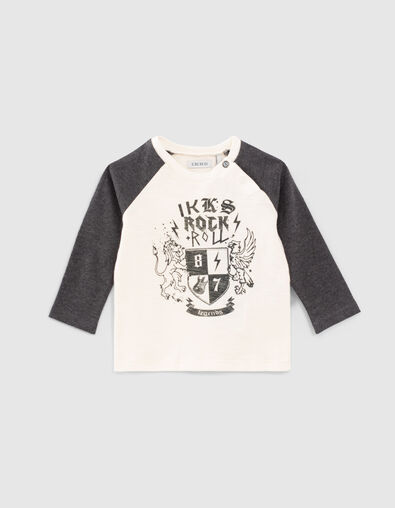 Baby boys’ ecru shield image organic cotton T-shirt - IKKS