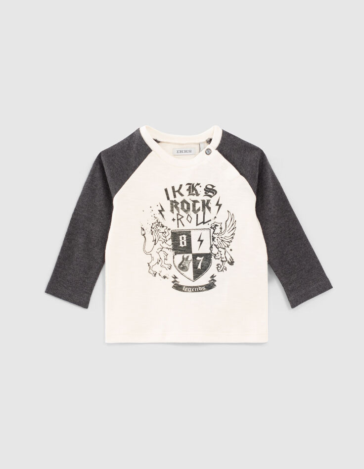 Cremeweißes Shirt mit Wappen für Babyjungen -1