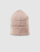 Boy's beige knitted hat with lapels-3