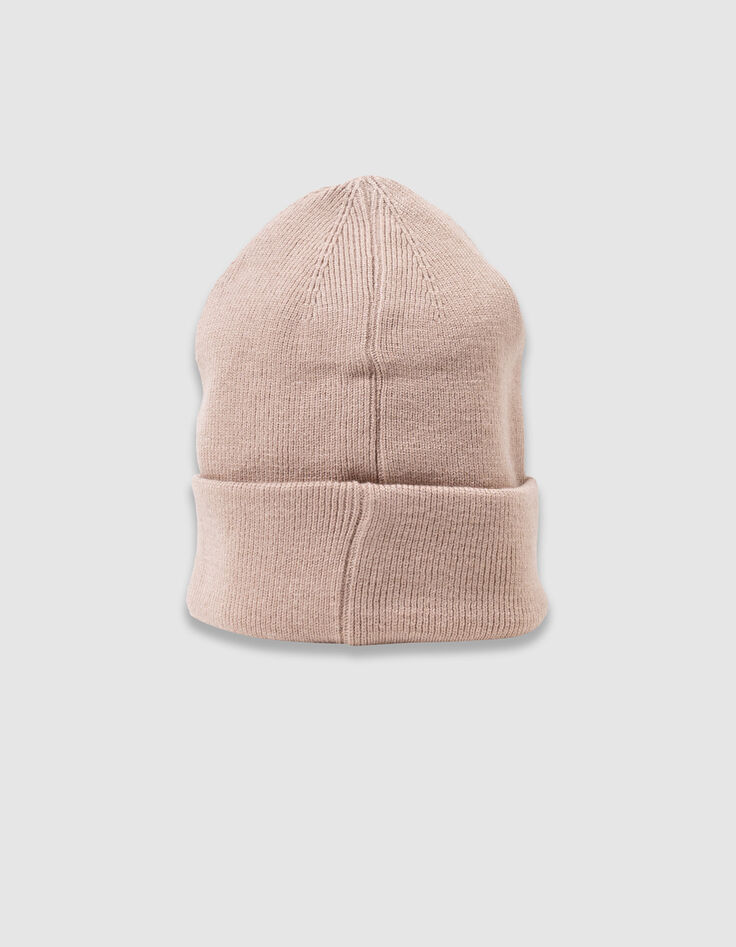 Boy's beige knitted hat with lapels-3
