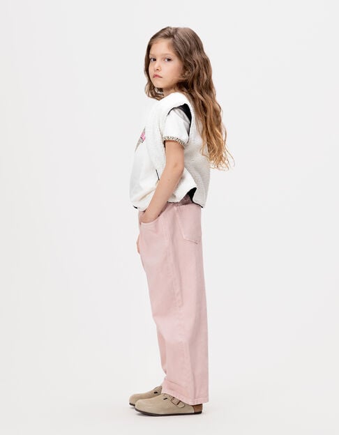 Jean balloon rose taille élastiquée fille - IKKS