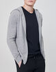 Men’s grey marl cashmere hooded cardigan-1