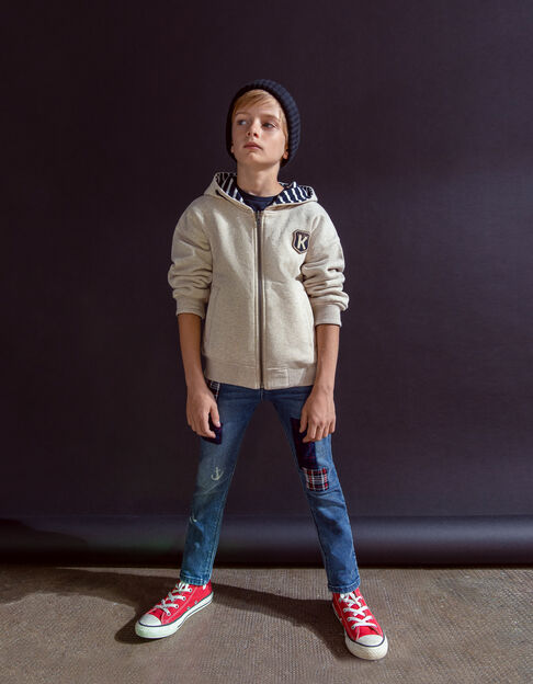 Light blue slim jeans badges ruiten jongens 