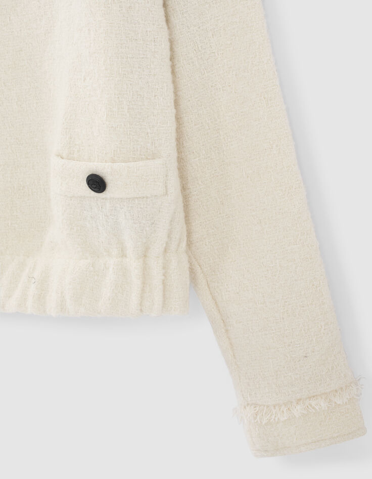 Sudadera cruda bordes sin rematar y botones hombros mujer-3