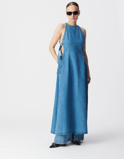 Langes Kleid aus wasserloser Jeans offen Seiten - IKKS