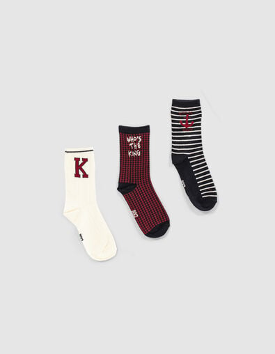 Boys’ dark navy, ecru and red socks - IKKS