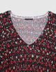 Pull noir tricot fin imprimé ikat Femme-5