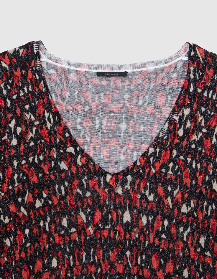 Pull noir tricot fin imprimé ikat Femme-5 Pull noir tricot fin imprimé ikat Femme-5