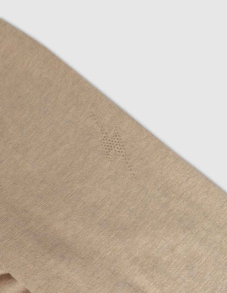 Herrenstrickpullover, beige, geflammt, Rollsaum-Kragen-5