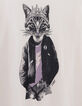 Girl's ecru organic cotton t-shirt with cat print-5 Girl's ecru organic cotton t-shirt with cat print-5