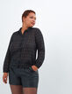 Schwarze Bluse mit goldfarbenen Foil-Blumen I.Code-2