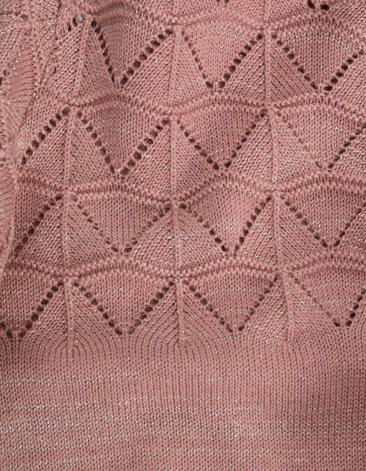 Cardigan rose tricot lurex ajouré bébé fille-7