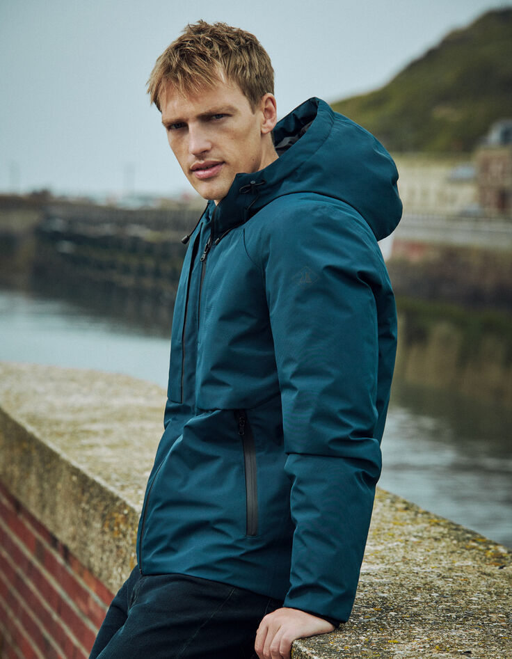Men’s teal blue WATERPROOF padded jacket-1