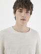Pull off white tricot fin slub Homme-1