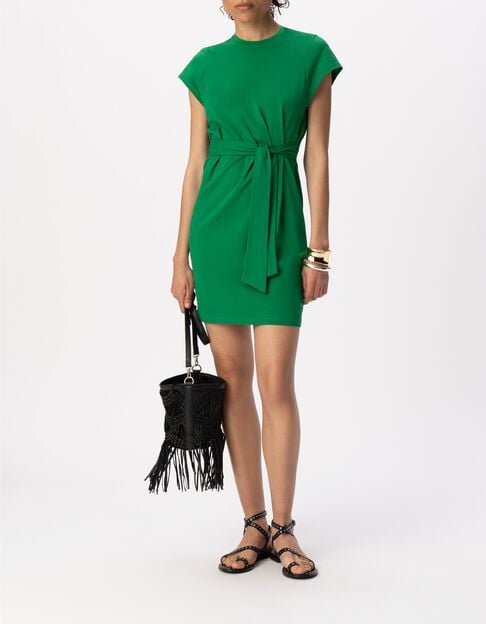 Robe courte verte &agrave; ceinturer - IKKS