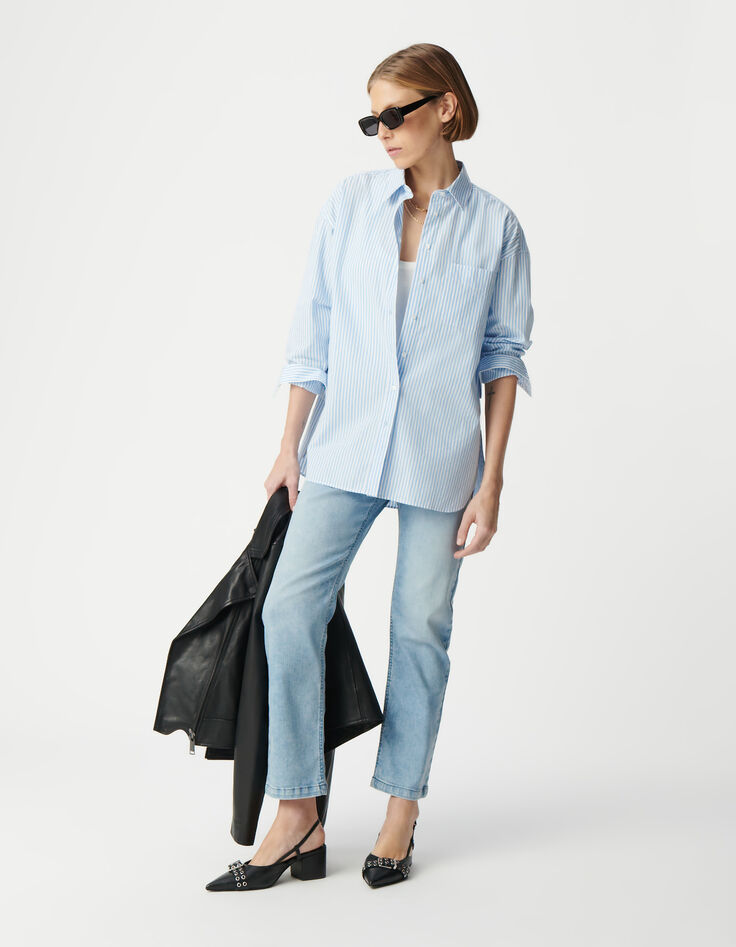 Chemise à rayures bleues coton bio oversize Femme-2