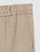 Jogpant de costume beige fonc&eacute; lin m&eacute;lang&eacute; Homme-7