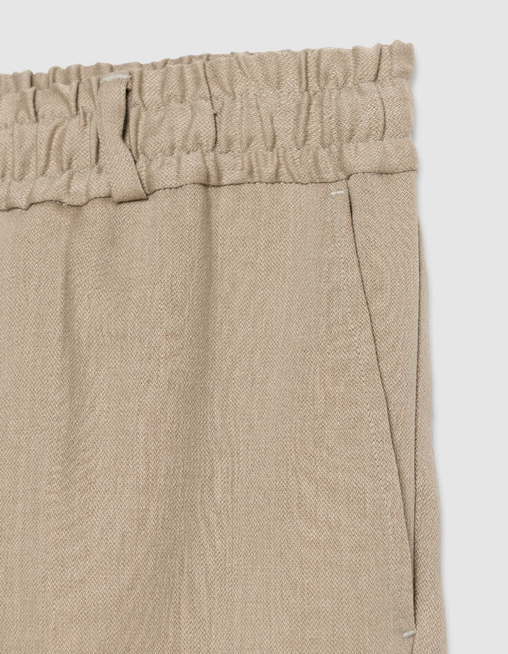 Jogpant de costume beige fonc&eacute; lin m&eacute;lang&eacute; Homme-7
