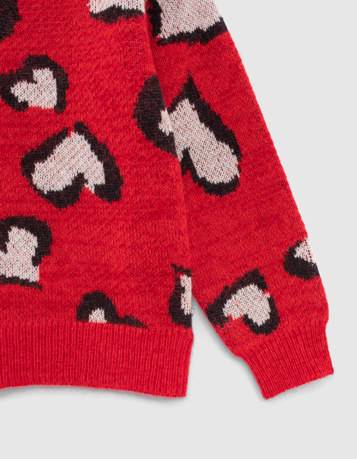 Jersey rojo medio jacquard corazones mini me niña-5