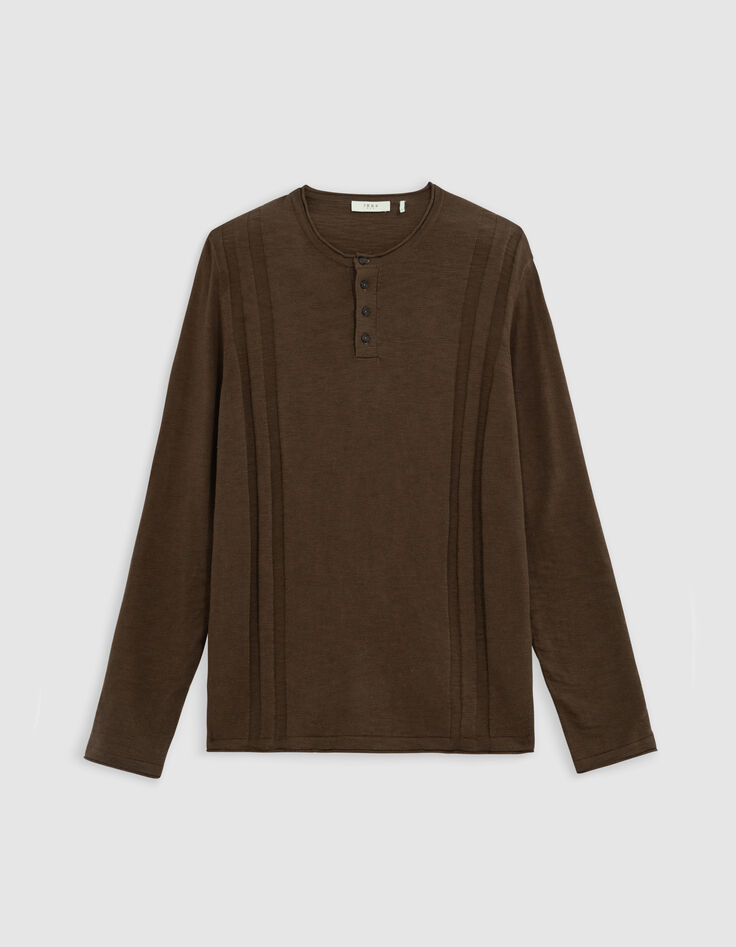 Herrenpullover, khaki, Biowolle, Feinstrick, Tunikakragen-5