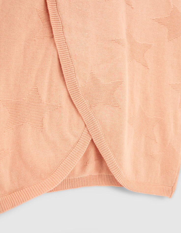 Girls’ pink star jacquard knit sweater with open back-6