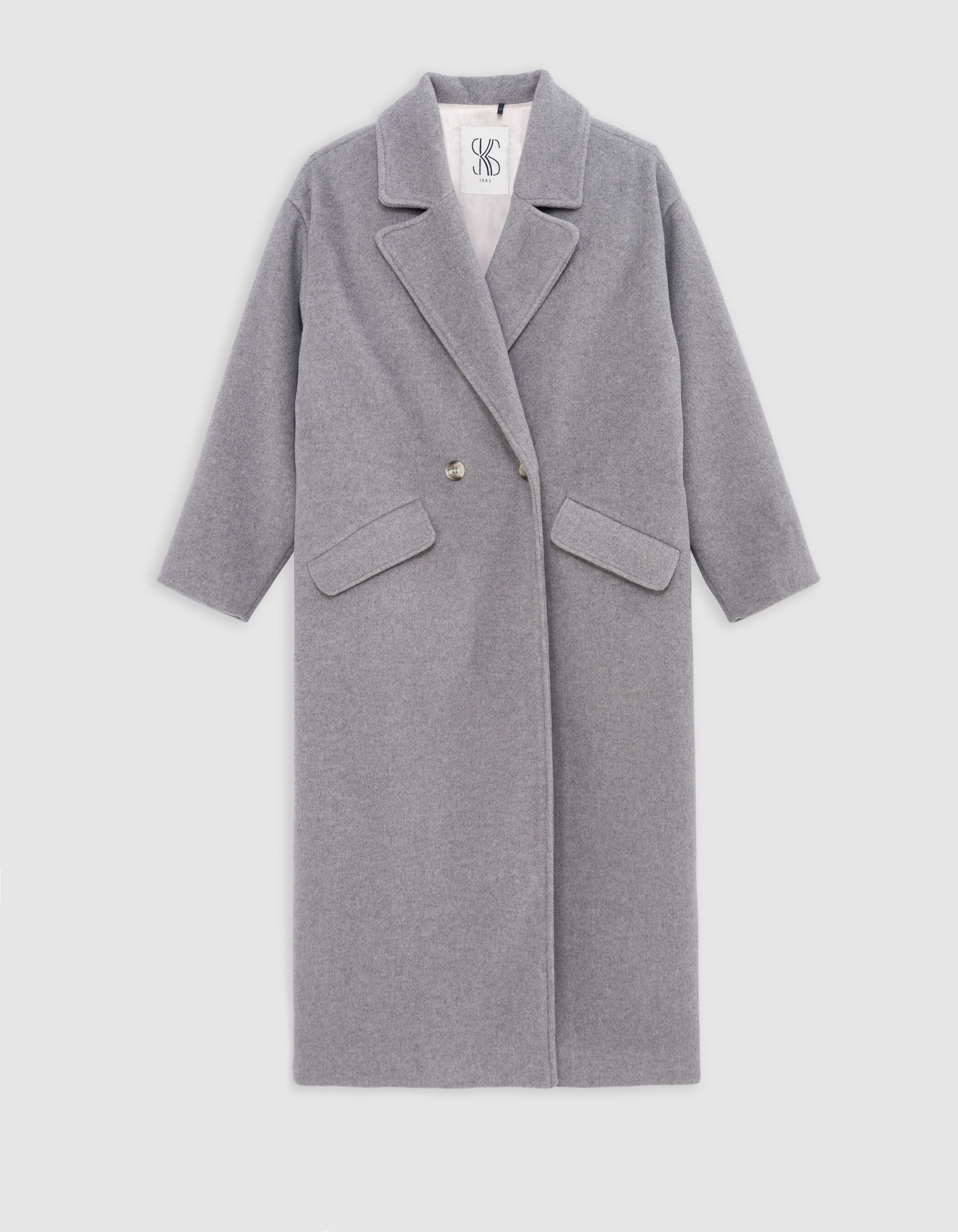 Girl's long grey wool coat