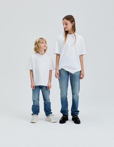 Gender Free-T-shirt blanc coton bio brodé mixte - IKKS