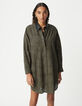 Vestido camisero caqui algodón orgánico broderie anglaise Mujer-2