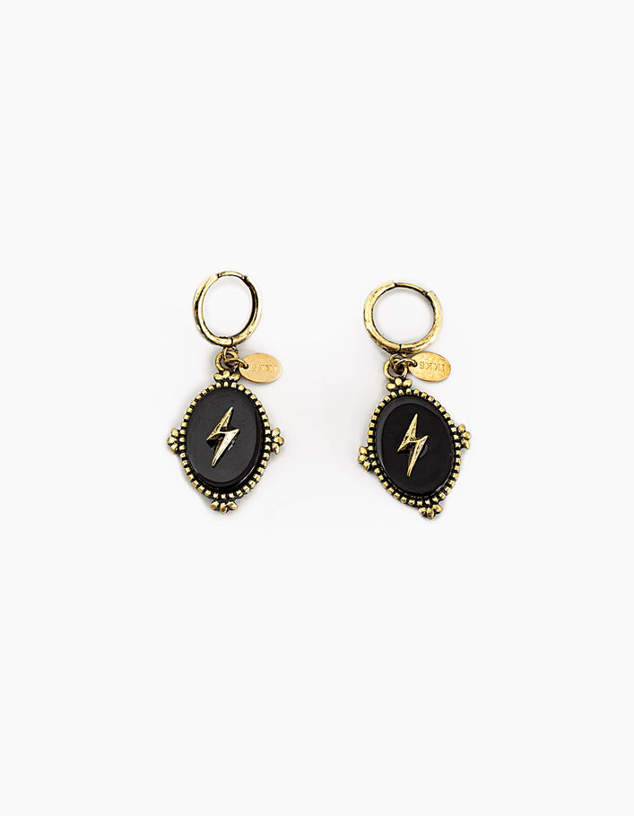 Women’s earrings with medallion, black stone and star - IKKS